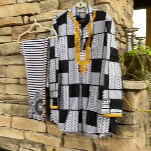 Men’s African print - large oversized shirt, size 32’ pants. Worn once